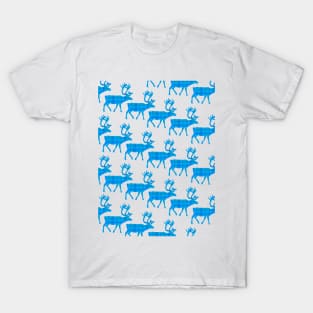 PATTERN Of Blue Plaid Reindeer T-Shirt